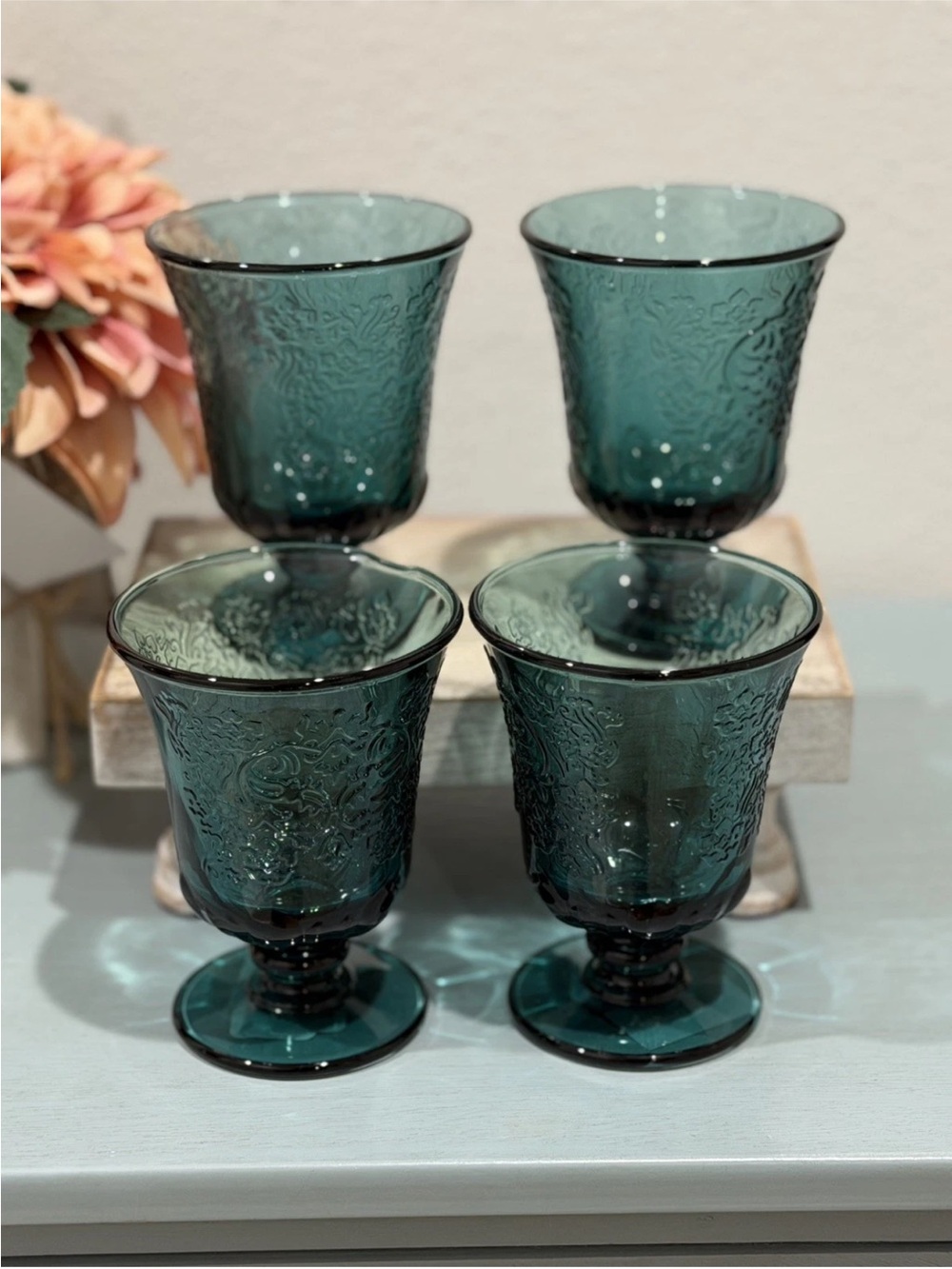 La Rochere Amboise Pied Footed Water Tumbler/goblet- Night Blue-French-Set of 4